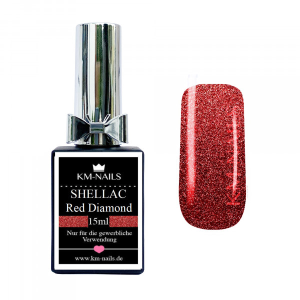 KM-Nails Shellac red diamond